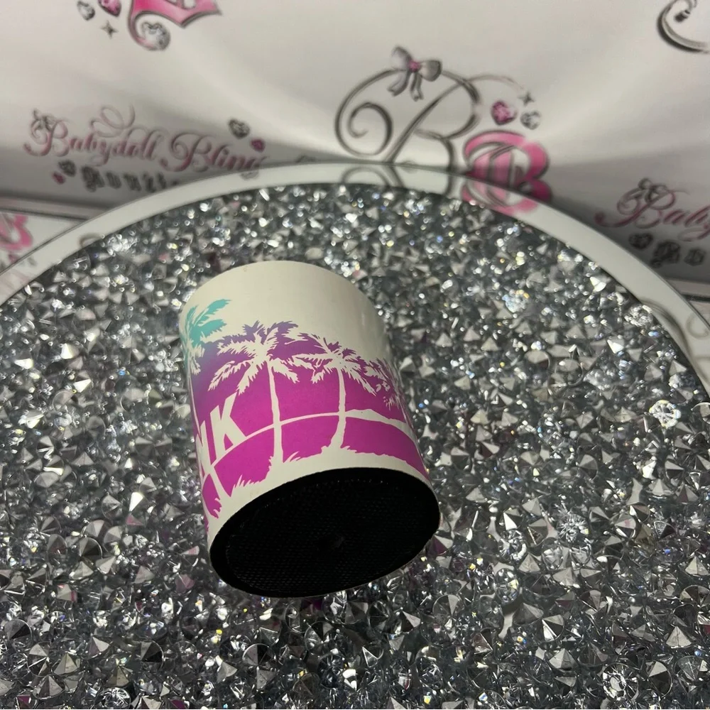 Victoria secret pink coozie drink holder palm trees ombré summer beach cooler - Picture 4 of 4